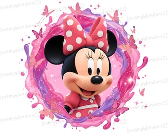 Mariposas salpicando de Minnie Mouse - Imágenes prediseñadas PNG para uso comercial (descarga digital)