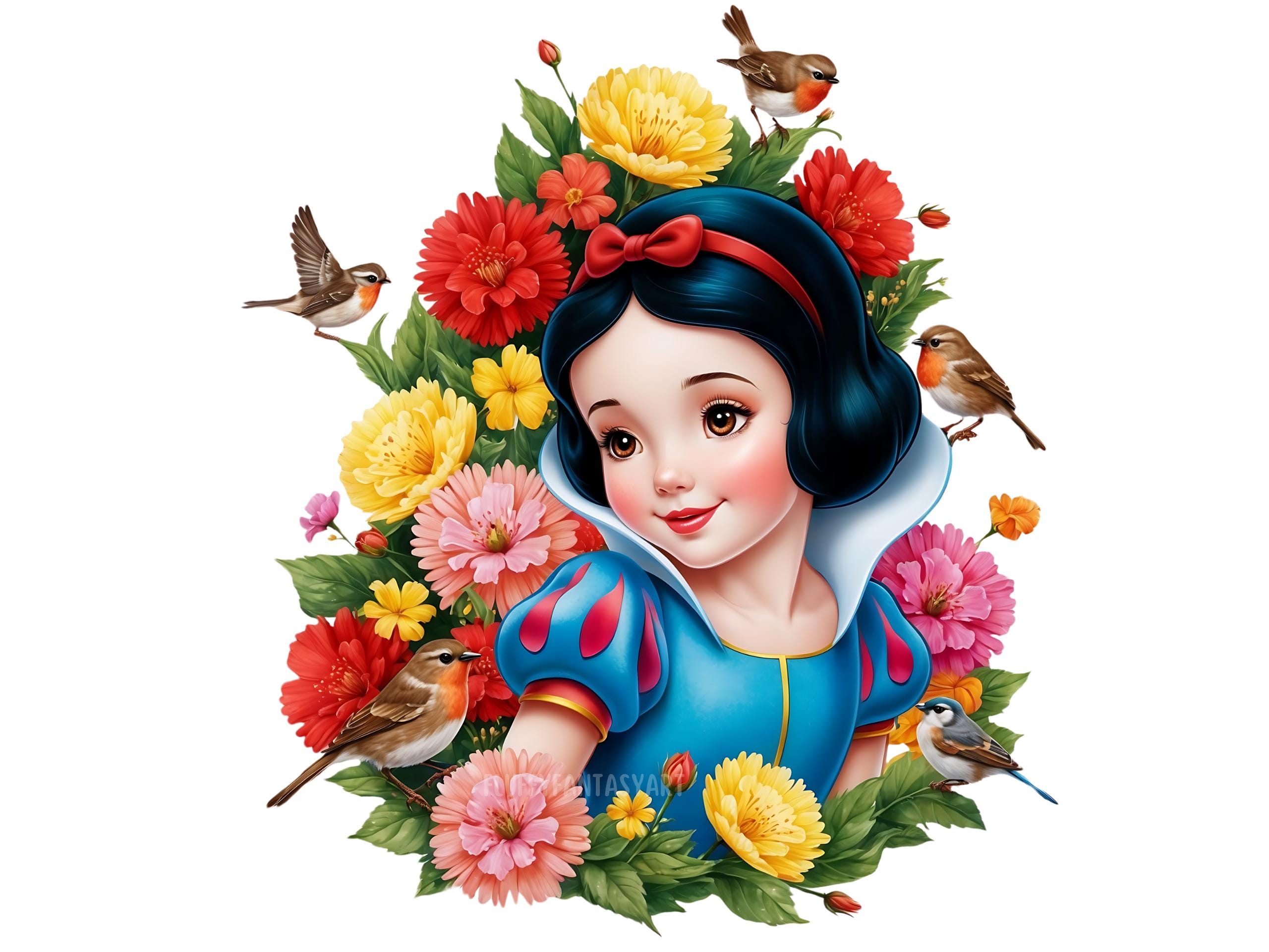 白雪姫のクリップアート：花柄のPNG＆SVGデザイン（商用利用） - Etsy 日本