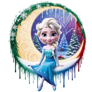 Christmas Digital Princess Elsa Frozen PNG & SVG Design Clipart - commercial use, instant download, cricut, sublimation, t shirt, mug, bag