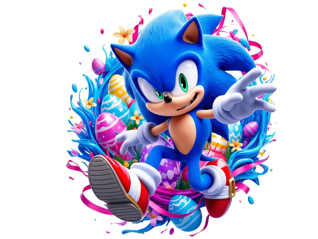 Digital Sonic Easter Eggs Splash PNG T-shirt Design Clipart -commercial ...