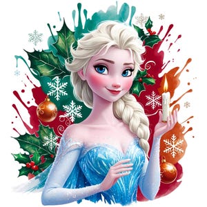 Christmas Digital Princess Elsa Frozen PNG & SVG Design Clipart - commercial use, instant download, cricut, sublimation, t shirt, mug, bag