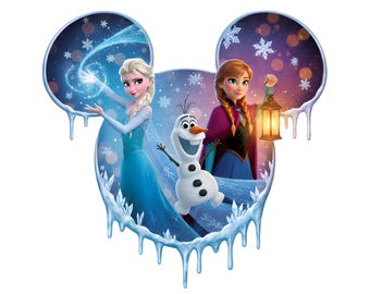 Princess Elsa, Anna, and Olaf Winter PNG Clipart - Frozen Design (Digital Download)
