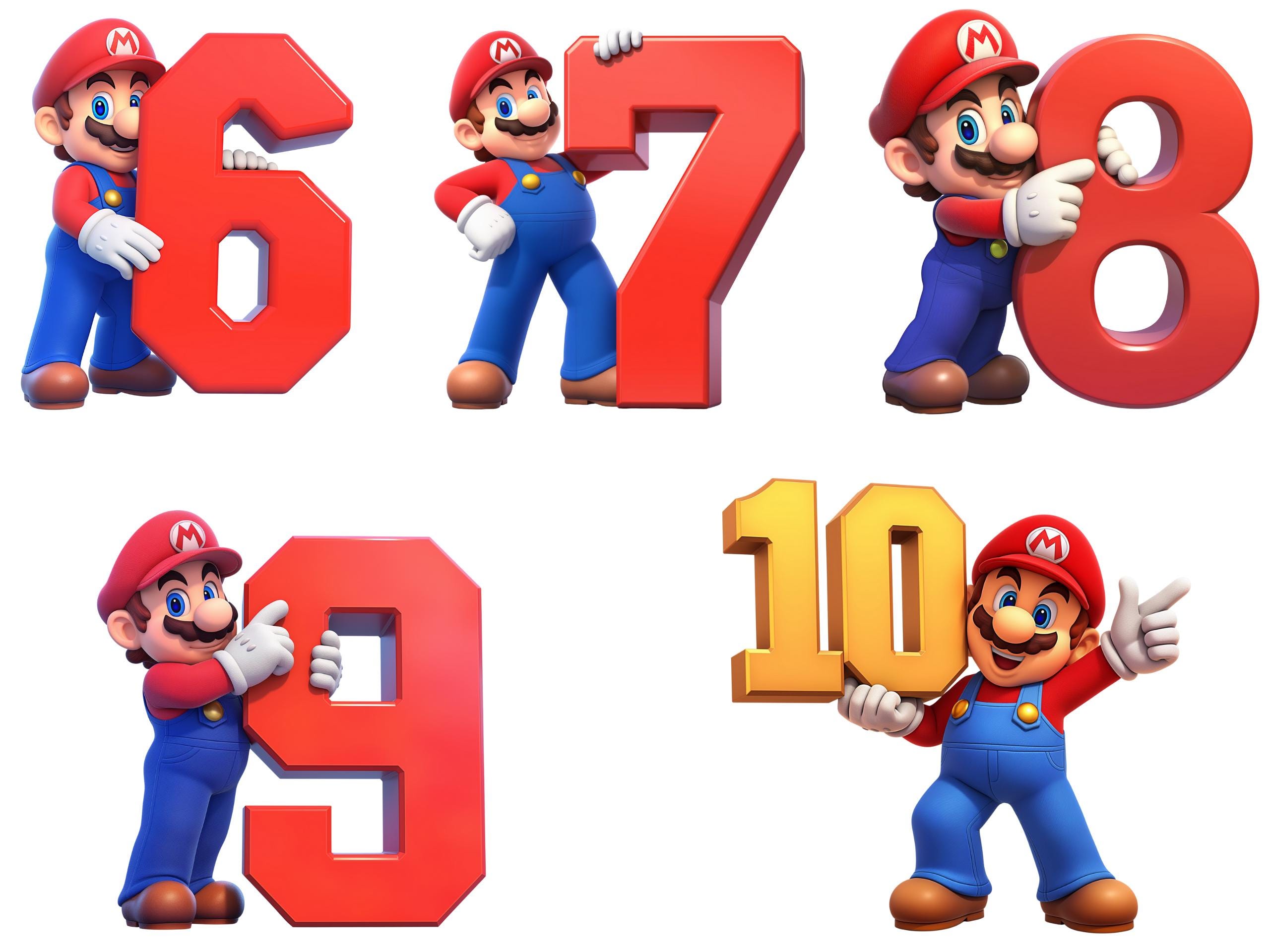 Mario Number Vector Imágenes prediseñadas de números de Super Mario: paquete de 11 PNG y ...