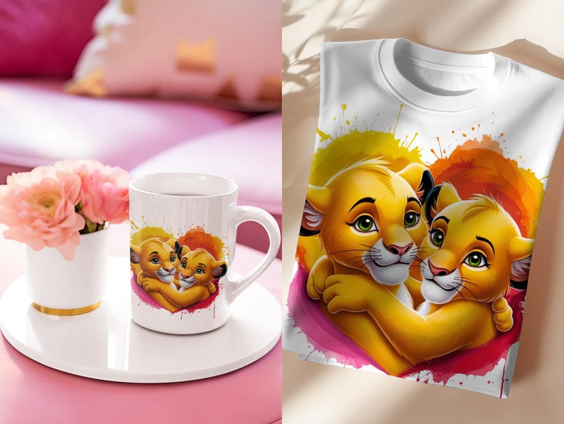 Little Simba and Nala Love Clipart: Valentine's Day PNG SVG Design ...