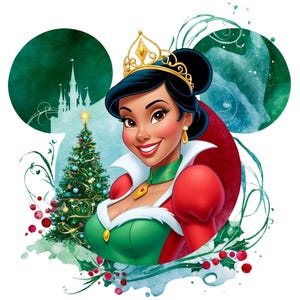 Christmas Digital Princess Tiana PNG & SVG Design Clipart - commercial use, instant download, cricut, sublimation, t shirt, mug, bag,