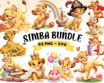 Clipart do Rei Leão Simba: 95 PNG e SVG Mega Bundle (Uso Comercial)