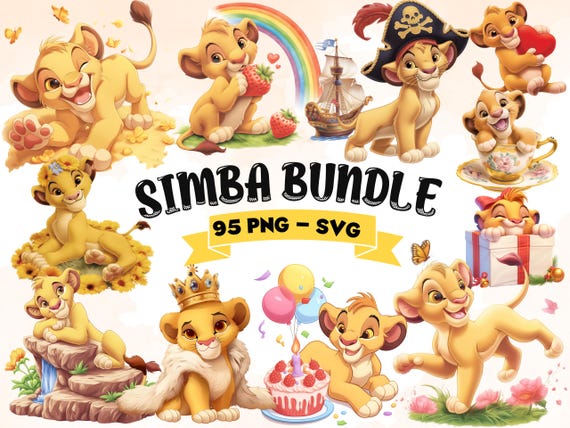 Simba Lion King Clipart: 95 PNG & SVG Mega Bundle (Commercial Use)