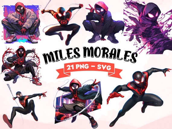 Miles Morales Clipart Bundle: 21 PNG & SVG Graphics (Commercial Use)