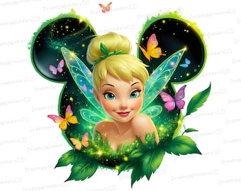Tinkerbell Mouse Silhouette Design Clipart PNG Digital Design (Commercial Use)