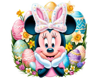Minnie Mouse Easter Clipart: Watercolor Flowers PNG (Digital Download)