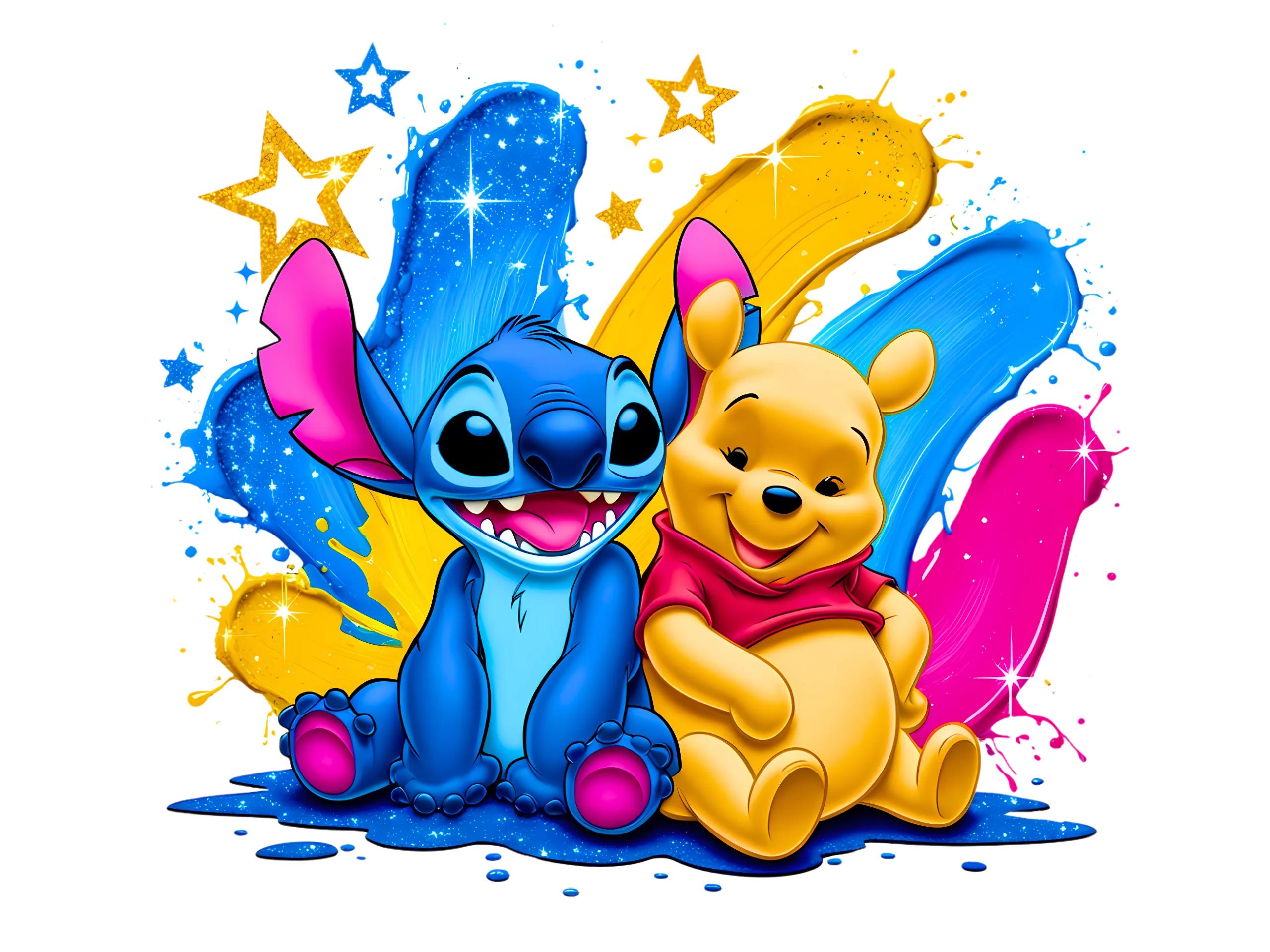 Digital Winnie the Pooh and Stitch PNG & SVG Design Clipart - commercial use, instant download, cricut, sublimation, t shirt,mug, bag,splash