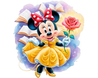 Minnie Mouse Beauty Princess PNG-afbeelding: aquarelontwerp (commercieel gebruik)