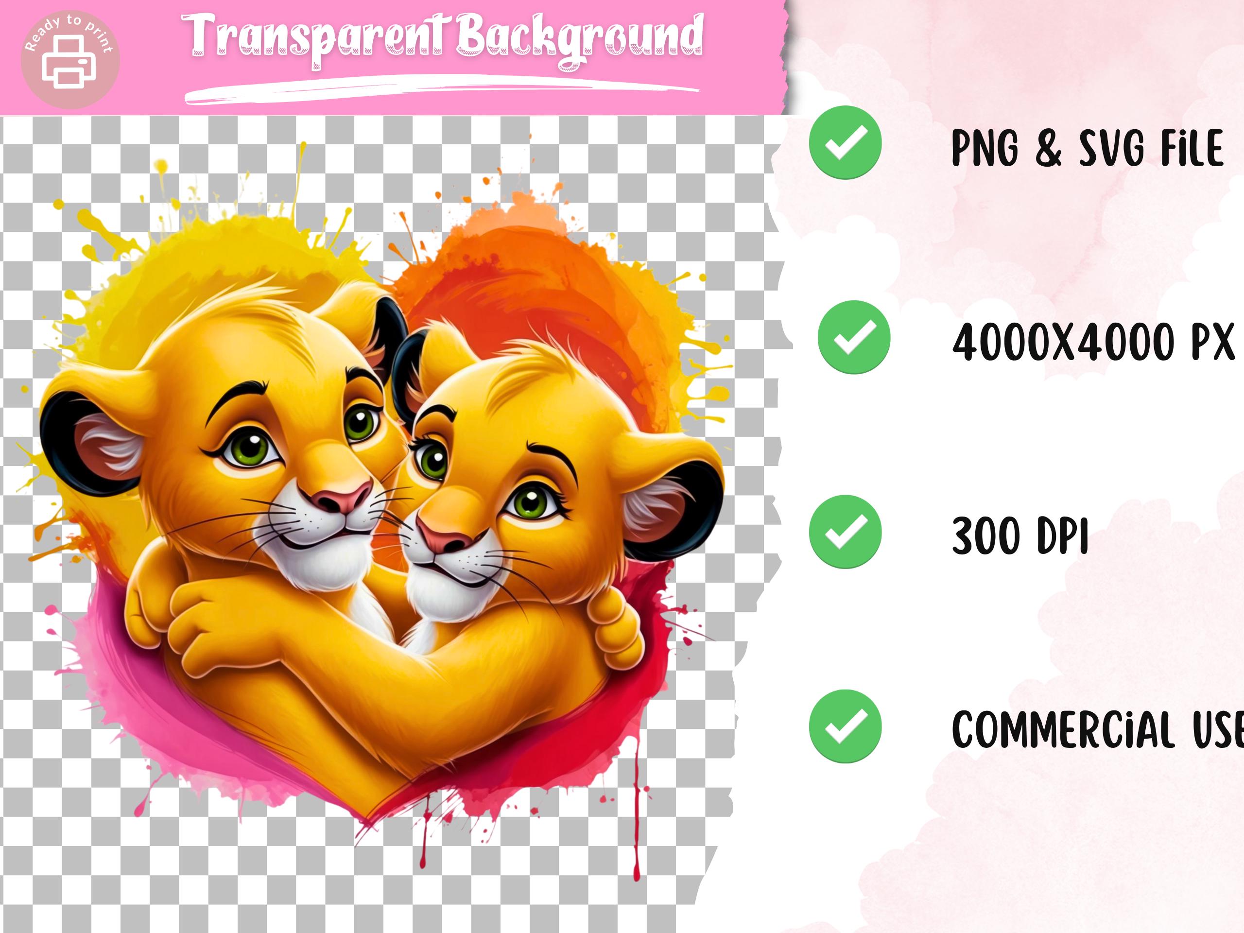 Little Simba and Nala Love Clipart: Valentine's Day PNG SVG Design ...