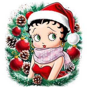 Diseño digital navideño de Betty Boop PNG y SVG, clipart: uso comercial, descarga instantánea, cricut, sublimación, camiseta, taza, bolso, invierno