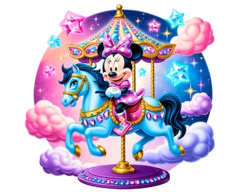 Minnie Mouse Carrusel Rider PNG Clipart: Uso comercial (Descarga digital)