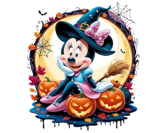 Digital Minnie Maus Halloween Hexe Clipart: PNG & SVG Design (Kommerzielle Nutzung)