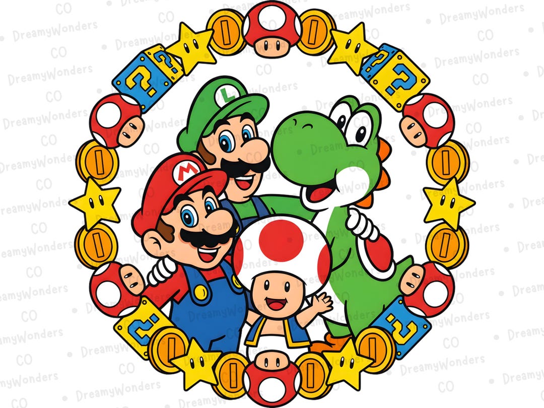 Super Mario Friends Frame PNG – Colorful Gaming Cartoon Frame Design ...