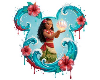 Christmas Moana PNG Clipart: Mickey Silhouette, Holiday Design (Digital Download)