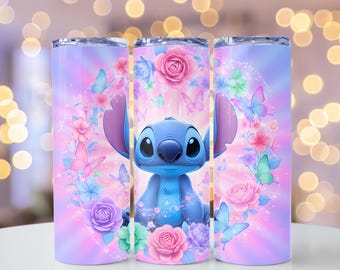 Stitch Dreamy Pastel 3D 20oz Tumbler Wrap PNG Design Clipart (Użycie komercyjne)