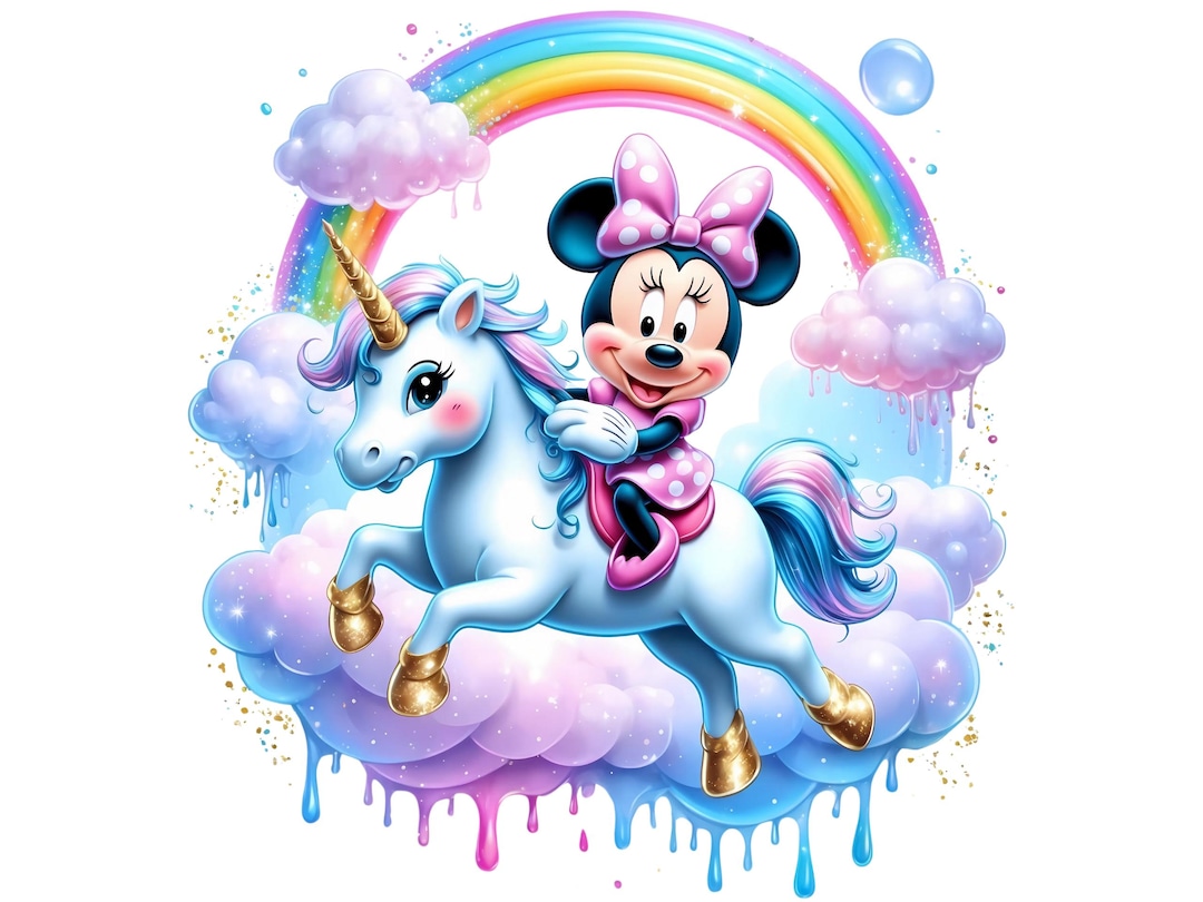 Minnie Mouse Riding Unicorn Clipart: PNG & SVG, Commercial Use (digital ...