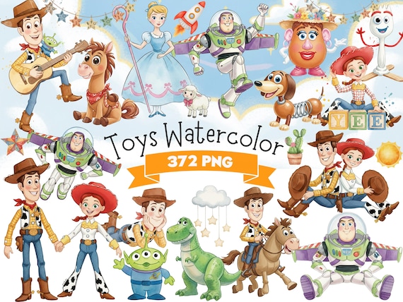 Story Friends Toys Watercolor Bundle 372 PNG Clipart - Commercial Use (Digital Download)