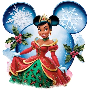 Christmas Digital Princess Tiana PNG & SVG Design Clipart - commercial use, instant download, cricut, sublimation, t shirt, mug, bag,