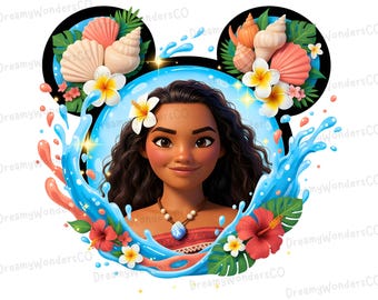 Princess Moana 5 PNG Mouse Silhouette Splash Clipart: PNG Digital Design (Commercial Use)