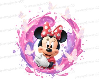 Mariposas salpicando de Minnie Mouse - Imágenes prediseñadas PNG para uso comercial (descarga digital)