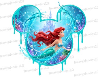 Meerjungfrau Prinzessin Ariel Clipart: Maus Silhouette PNG Digital Design