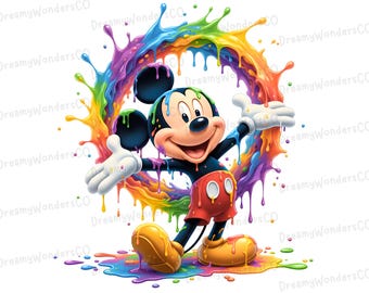 Mickey Rainbow Paint Splash 5 PNG Design Clipart (Uso comercial)