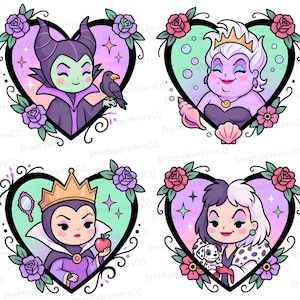 Villains Cartoon Frames Collage PNG – Dark Fantasy Design (Digital Download) image 1