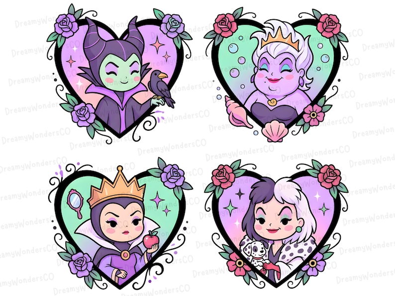 Villains Cartoon Frames Collage PNG – Dark Fantasy Design (Digital Download) image 1