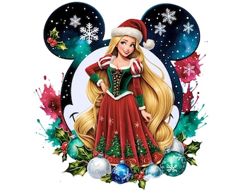 Christmas Princess Rapunzel Clipart: PNG & SVG Design (Commercial Use)