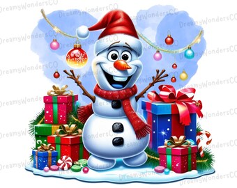 Christmas Olaf Snowman Clipart: PNG 3D Design (Digital Download)