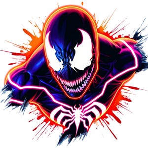 Digital Venom Neon Splash PNG & SVG Design Clipart - commercial use,instant download,cricut, sublimation, t shirt, mug, bag, boy, superhero