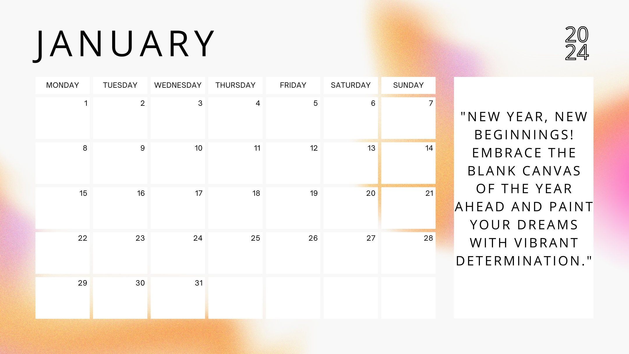 2024 Motivations Calendar Etsy