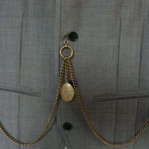 hand made double albert antiques bronze plated pocket watch chain fob t bar locket