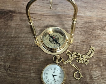 Porte Montre De Poche En Laiton Brillant, Style Empire, Déco Bureau Vintage