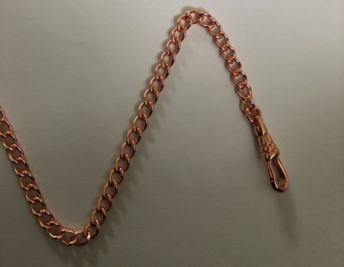 Vintage Type Solid Copper Rose Gold Double Albert Pocket Watch Chain T ...