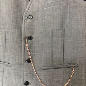 hand made solid copper single albert rose gold colour pocket watch waistcoat chain hook
