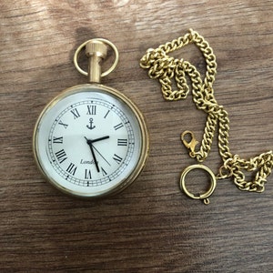 vintage type solid polished brass pocket watch chain clasp