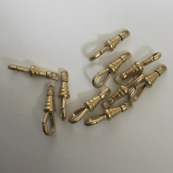 10 x Clasp raw brass Albert Swivel Pocket Watch Fob Dog Clip 26mm for chain