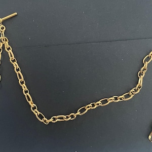 single albert Figaro link gold plated albert pocket watch chain fob peaky