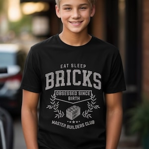 Kids Eat Sleep Bricks, Obsessed since birth, Brick Shirt, Building Bricks Birthday Shirt, Building Blocks, Brick Builder Tee, Master Builder