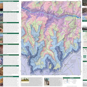 Geologische wandelkaart / Grand Canyon / Geologische gids / Kaart / Wandelkaart / Topografische kaart / Rotsen / Fossielen / Trails Grandview en East Tonto