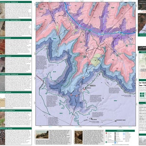 Carte du sentier géologique / Grand Canyon / Guide géologique / Carte / Carte de randonnée / Carte topographique / Roches / Fossiles / Objet de collection / Sentier de l'ermite