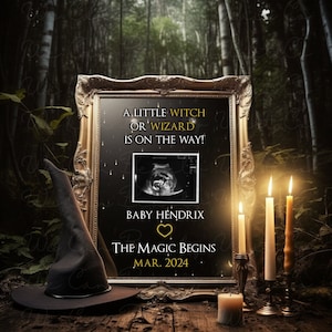 Wizard Pregnancy Announcement Digital, Witch or Wizard On the Way Baby Announcement, Magical Bundle Pregnancy Reveal, Yellow Wizard
