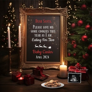 Eating For Two Christmas Pregnancy Announcement, Editable Christmas Baby Announcement, Digital Social Media Xmas Cookies Pregnancy Reveal