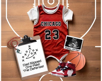 Chicago Basketball Pregnancy Announcement Digital, Editable Basketball Baby Announcement, MJ Sports Themed Baby Reveal, Greatest Of All Time
