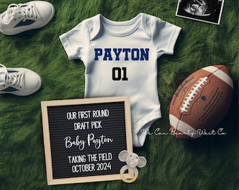 First Draft Pick Football Pregnancy Announcement, Editable Digital Football Baby Announcement, Social Media NFL Themed Baby Reveal, Add Team